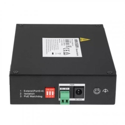 Неуправляемый гигабитный PoE коммутатор Hikvision DS-3T0506HP-E/HS с 4 портами PoE